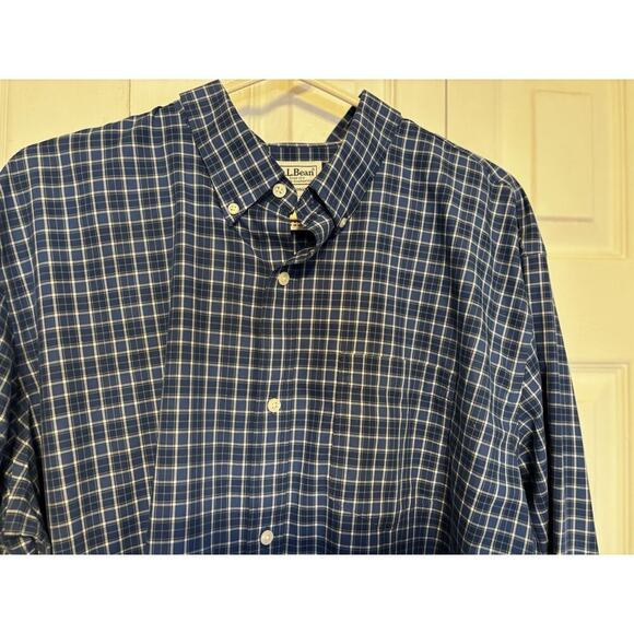LL Bean Shirt Men XL Scotch Plaid Career Traditional Blue NormCore - Picture 3 of 5